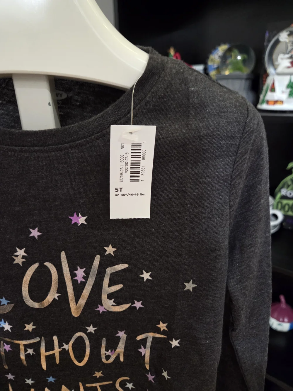 Old Navy Charcoal Long Sleeve Tee with Metallic Pastel Stars